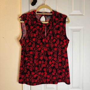 Tommy Hilfiger Floral Sleeveless Top - Red and Black